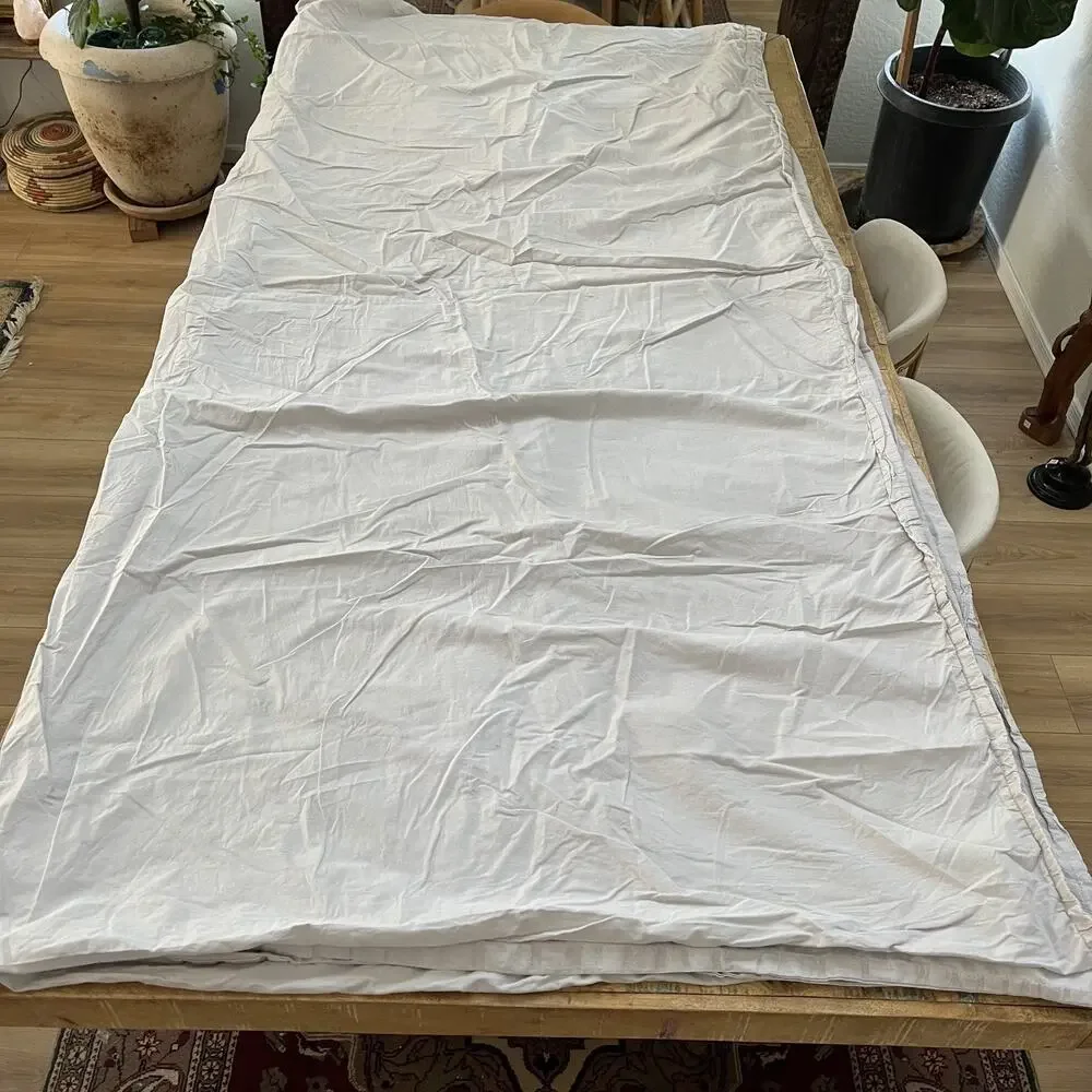 Threshold Full Queen Duvet Cover Cotton Linen Blend Light Gray Zip Closure